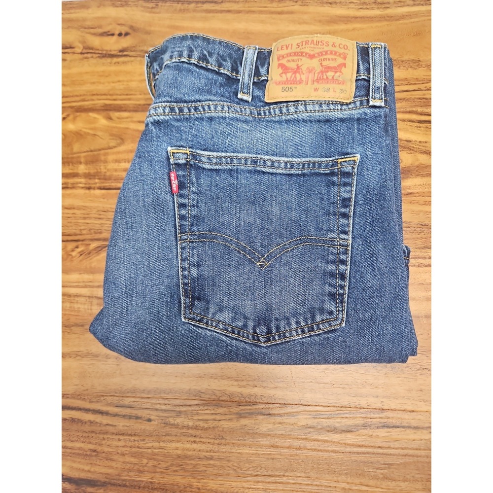 Levis 505 Jeans Mens 38x30 Straight Leg Denim Cotton Dark Wash American